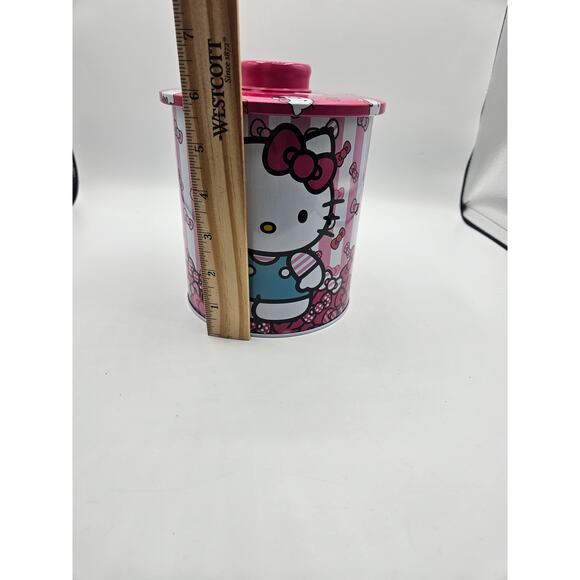 Hello Kitty Sanrio Tin Kitchen Canister Round‎ Cookie Jar Pink White NWT - Picture 5 of 8